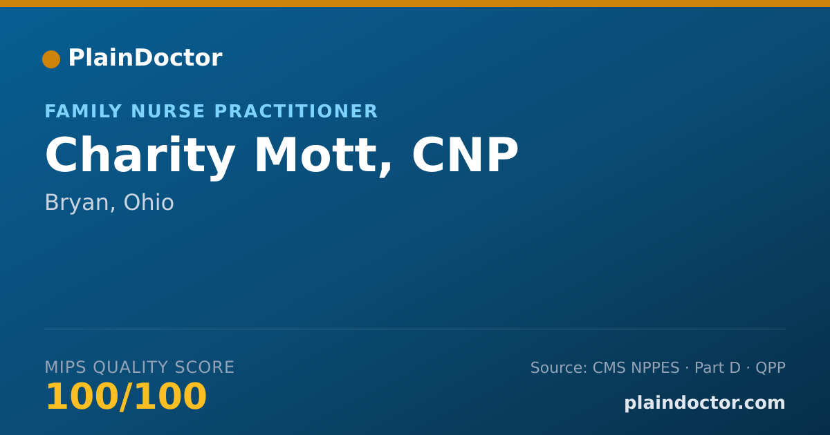 Shareable card for Charity Mott, CNP - Family Nurse Practitioner, Bryan, OH