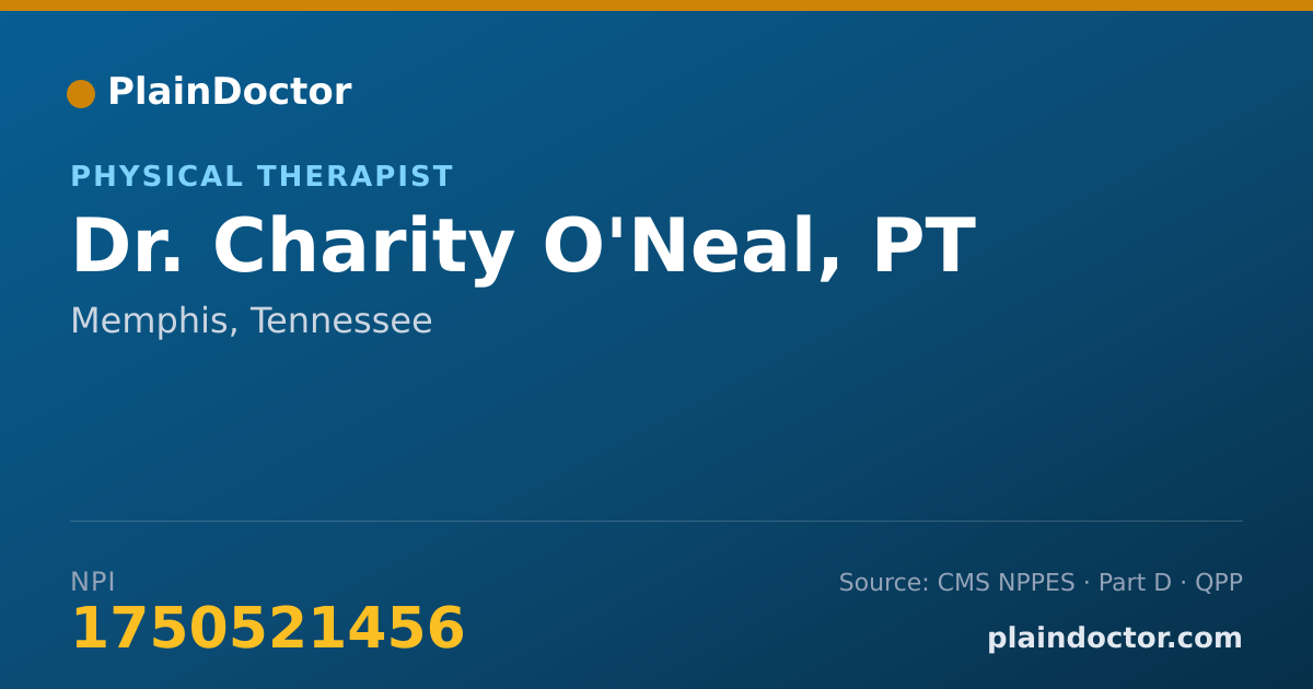 Shareable card for Charity O'Neal, PT - Physical Therapist, Memphis, TN
