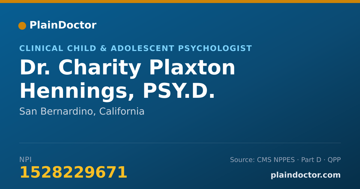 Shareable card for Charity Plaxton Hennings, PSY.D. - Clinical Child & Adolescent Psychologist, San Bernardino, CA
