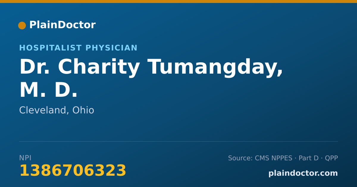 Shareable card for Charity Tumangday, M. D. - Hospitalist Physician, Cleveland, OH