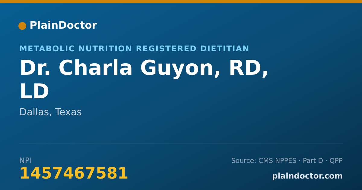 Shareable card for Charla Guyon, RD, LD - Metabolic Nutrition Registered Dietitian, Dallas, TX