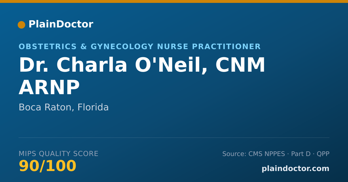 Shareable card for Charla O'Neil, CNM ARNP - Obstetrics & Gynecology Nurse Practitioner, Boca Raton, FL