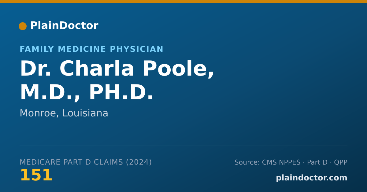 Shareable card for Charla Poole, M.D., PH.D. - Family Medicine Physician, Monroe, LA