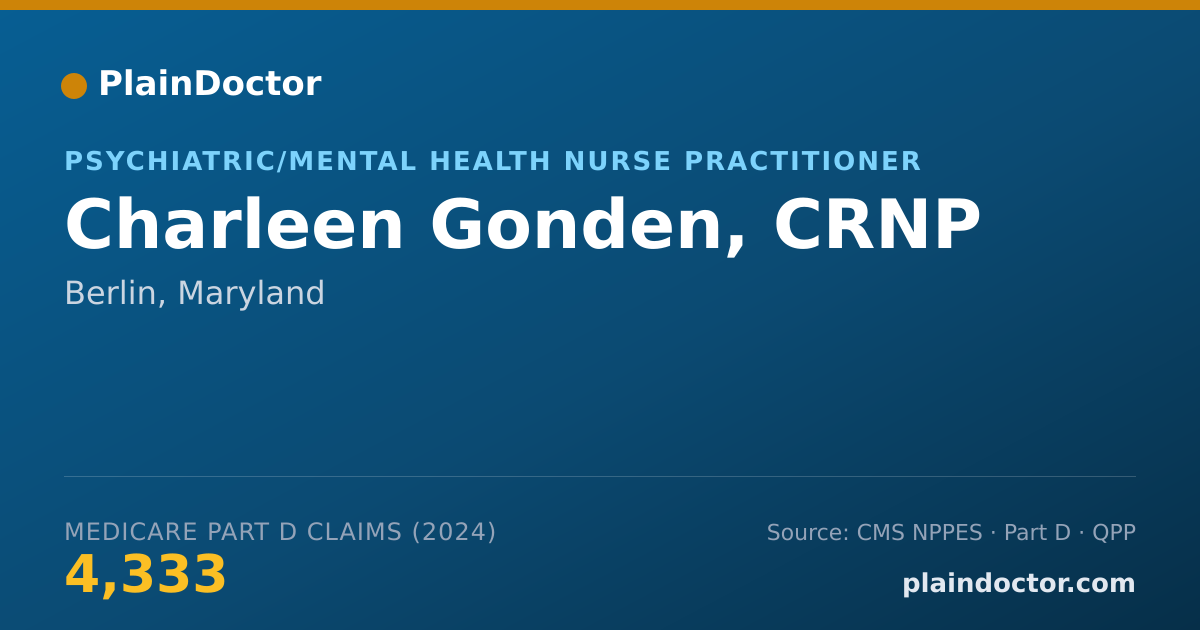 Shareable card for Charleen Gonden, CRNP - Psychiatric/Mental Health Nurse Practitioner, Berlin, MD