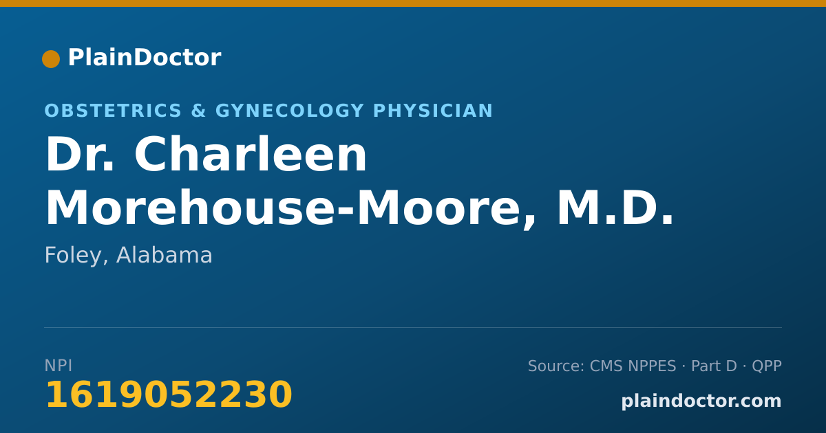 Shareable card for Charleen Morehouse-Moore, M.D. - Obstetrics & Gynecology Physician, Foley, AL