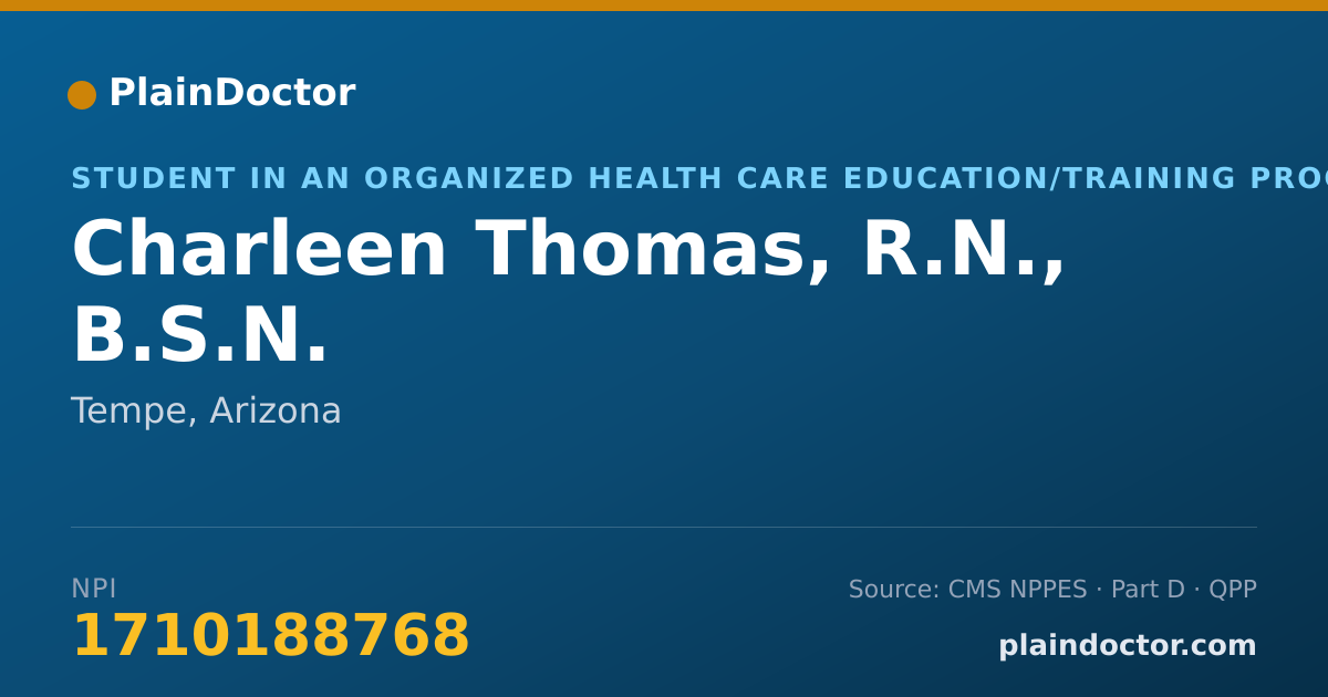 Shareable card for Charleen Thomas, R.N., B.S.N. - Student in an Organized Health Care Education/Training Program, Tempe, AZ