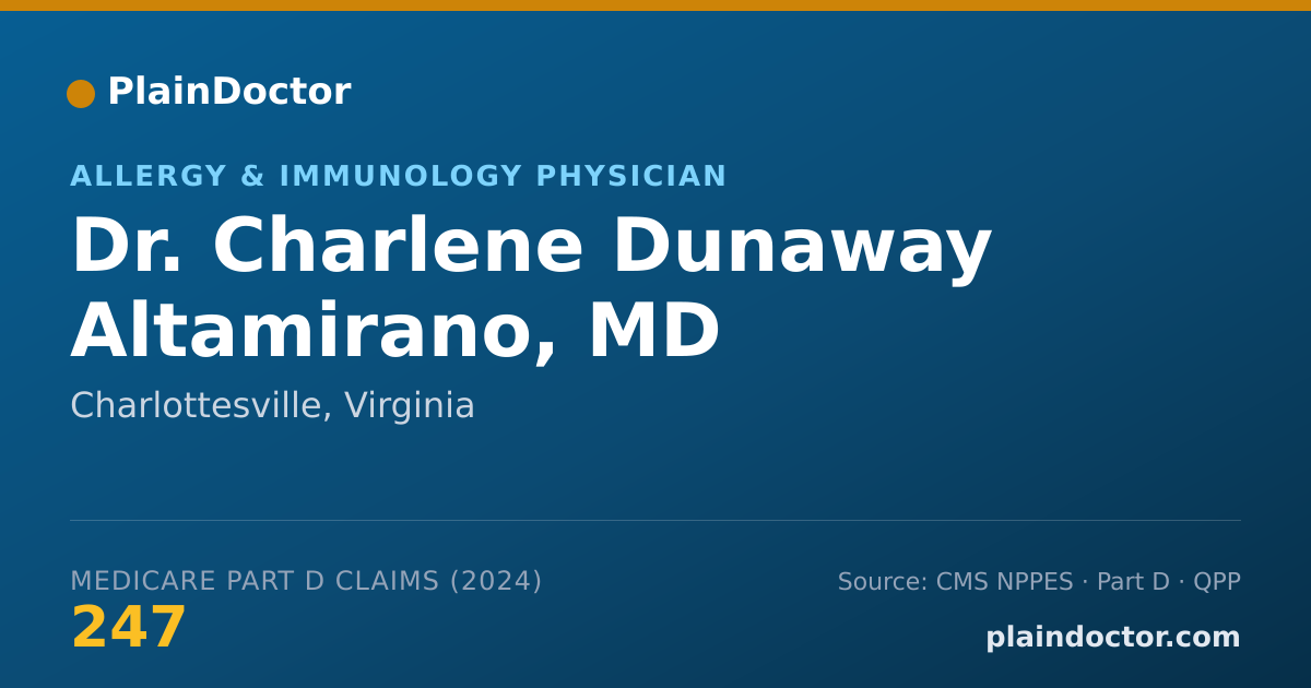 Shareable card for Charlene Dunaway Altamirano, MD - Internal Medicine Physician, Charlottesville, VA