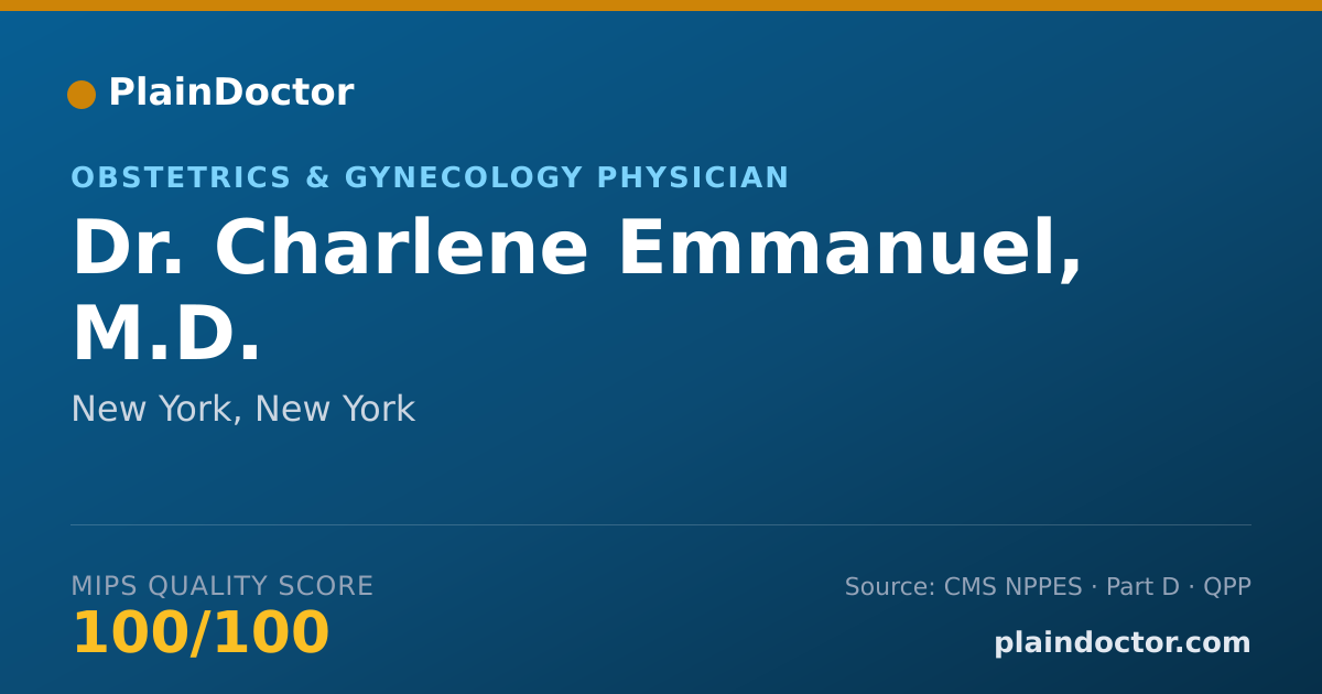 Shareable card for Charlene Emmanuel, M.D. - Obstetrics & Gynecology Physician, New York, NY