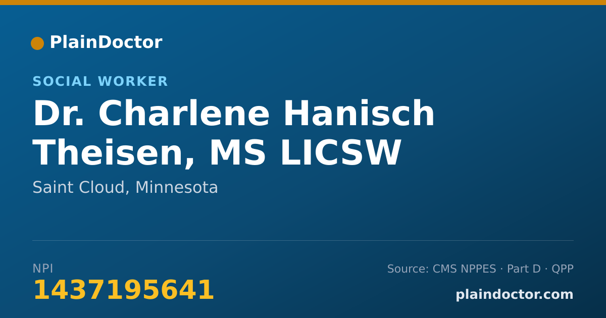 Shareable card for Charlene Hanisch Theisen, MS LICSW - Social Worker, Saint Cloud, MN