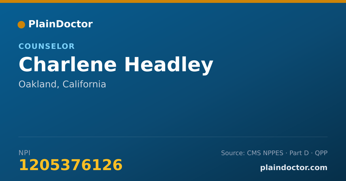 Shareable card for Charlene Headley - Counselor, Oakland, CA