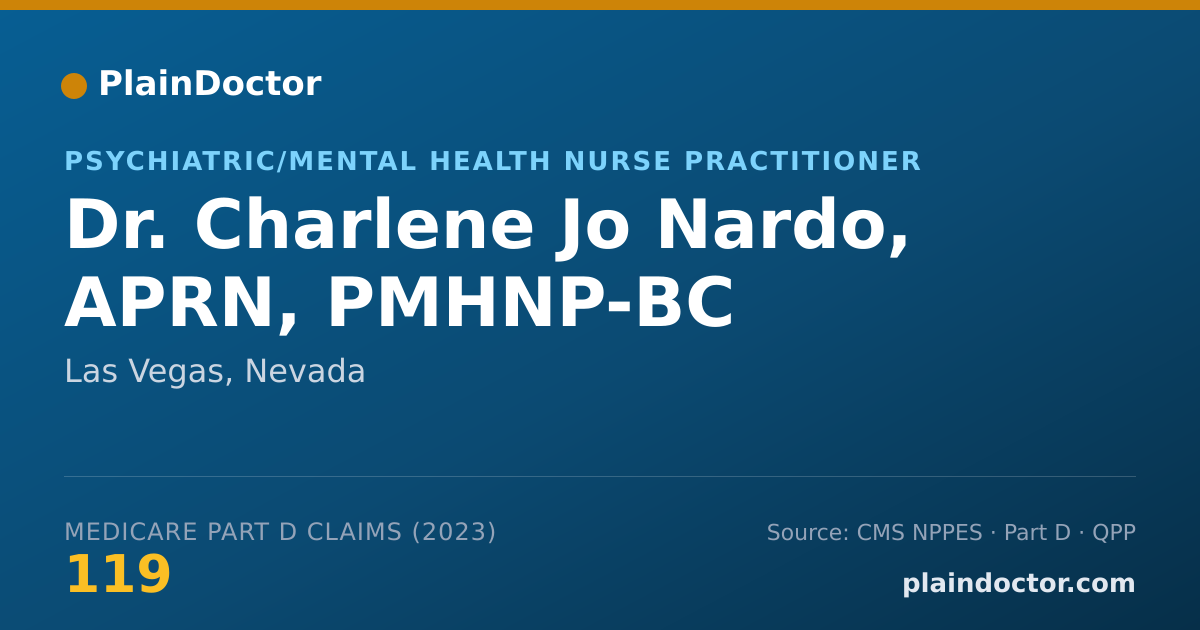 Shareable card for Charlene Jo Nardo, APRN, PMHNP-BC - Psychiatric/Mental Health Nurse Practitioner, Las Vegas, NV