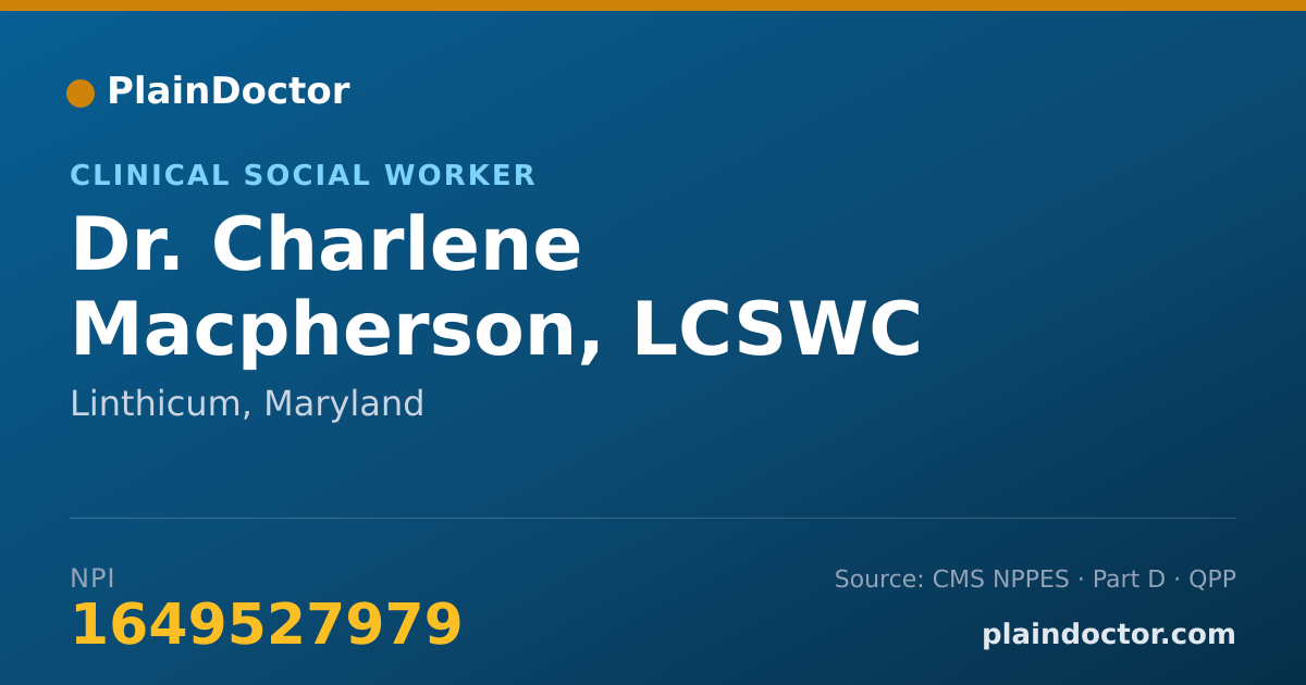 Shareable card for Charlene Macpherson, LCSWC - Clinical Social Worker, Linthicum, MD