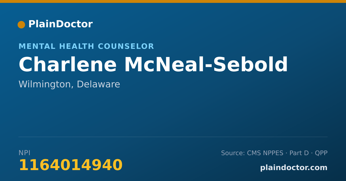 Shareable card for Charlene McNeal-Sebold - Mental Health Counselor, Wilmington, DE