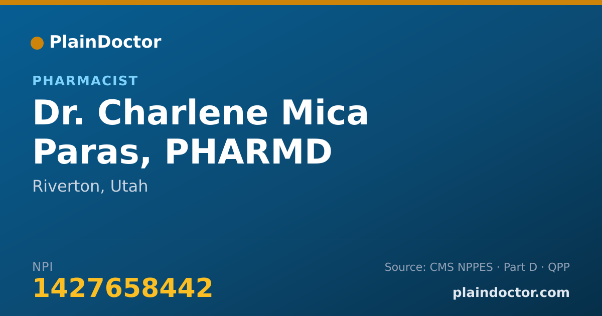 Shareable card for Charlene Mica Paras, PHARMD - Pharmacist, Riverton, UT