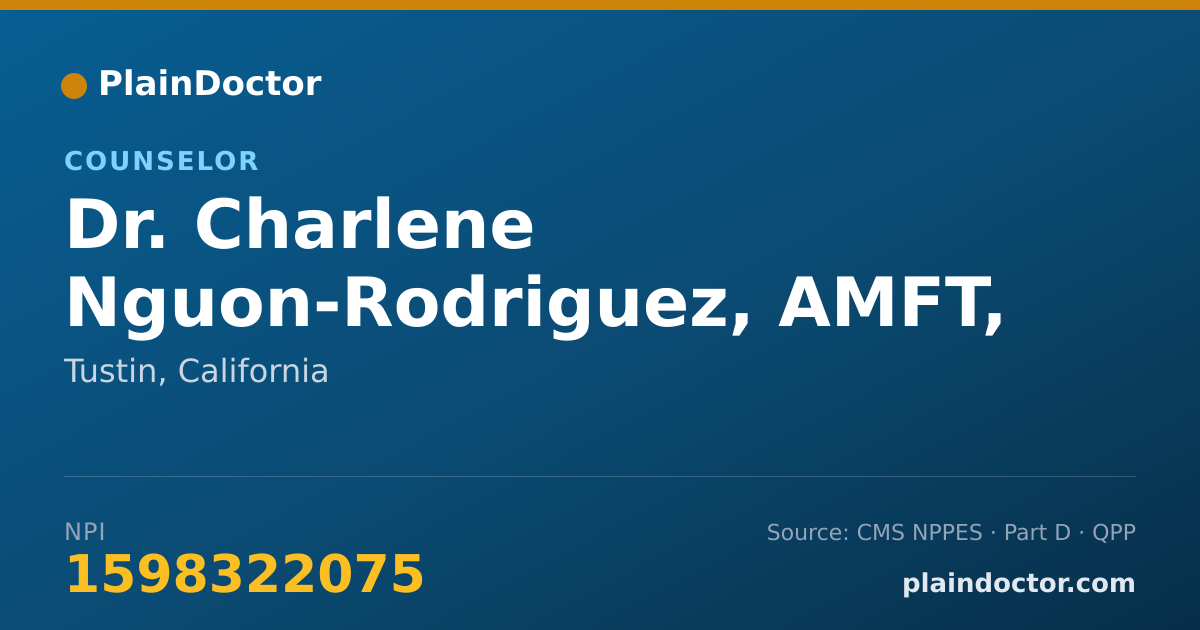 Shareable card for Charlene Nguon-Rodriguez, AMFT, APCC - Counselor, Tustin, CA