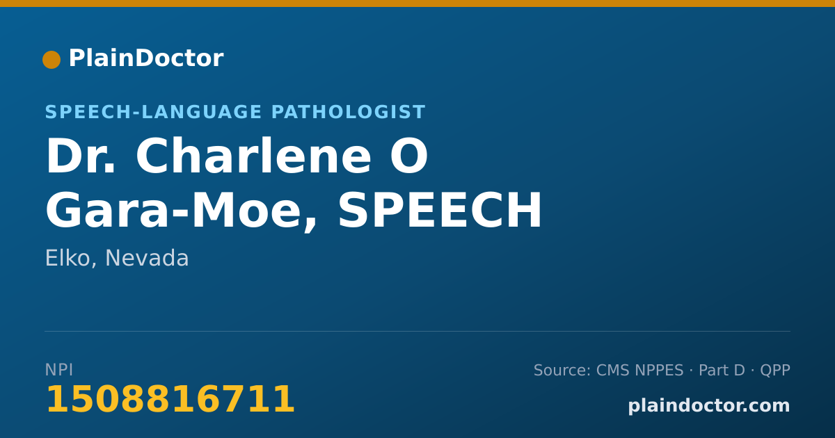 Shareable card for Charlene O Gara-Moe, SPEECH PATHOLOGIST - Speech-Language Pathologist, Elko, NV