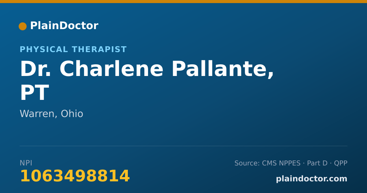Shareable card for Charlene Pallante, PT - Physical Therapist, Warren, OH