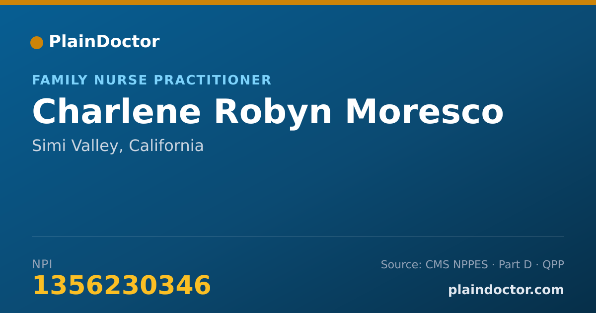 Shareable card for Charlene Robyn Moresco - Family Nurse Practitioner, Simi Valley, CA