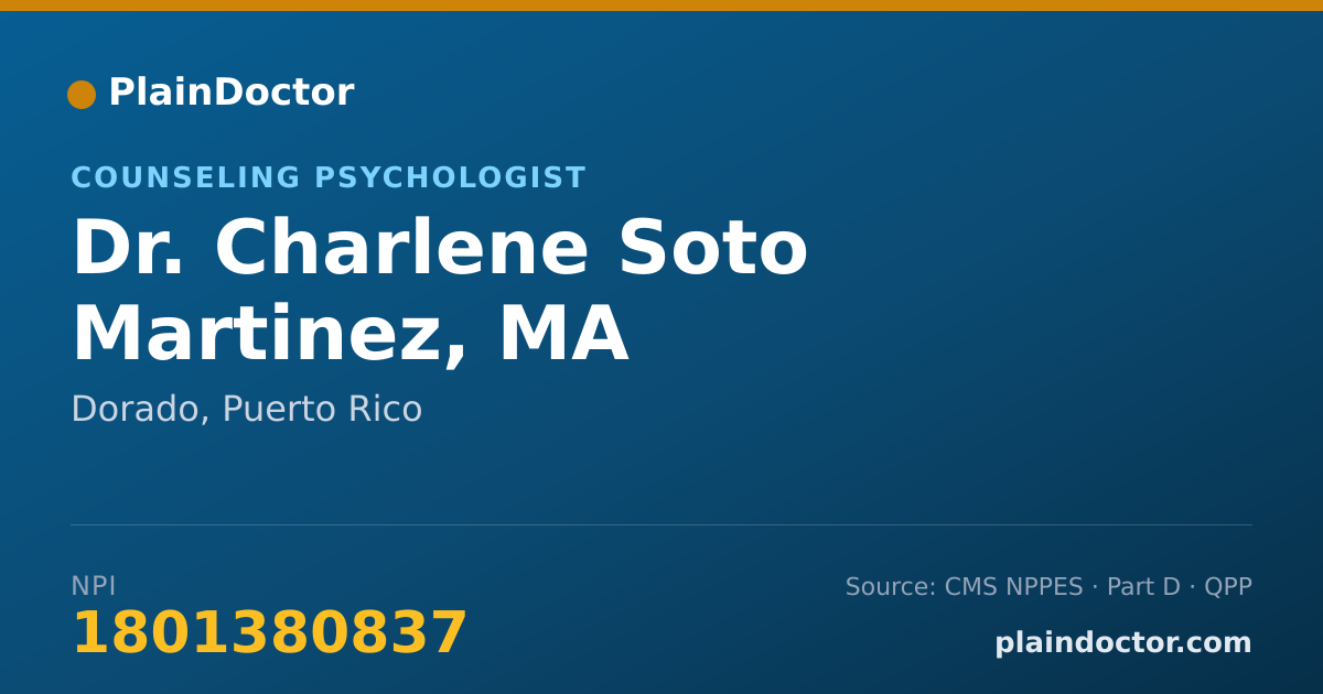 Shareable card for Charlene Soto Martinez, MA - Counseling Psychologist, Dorado, PR