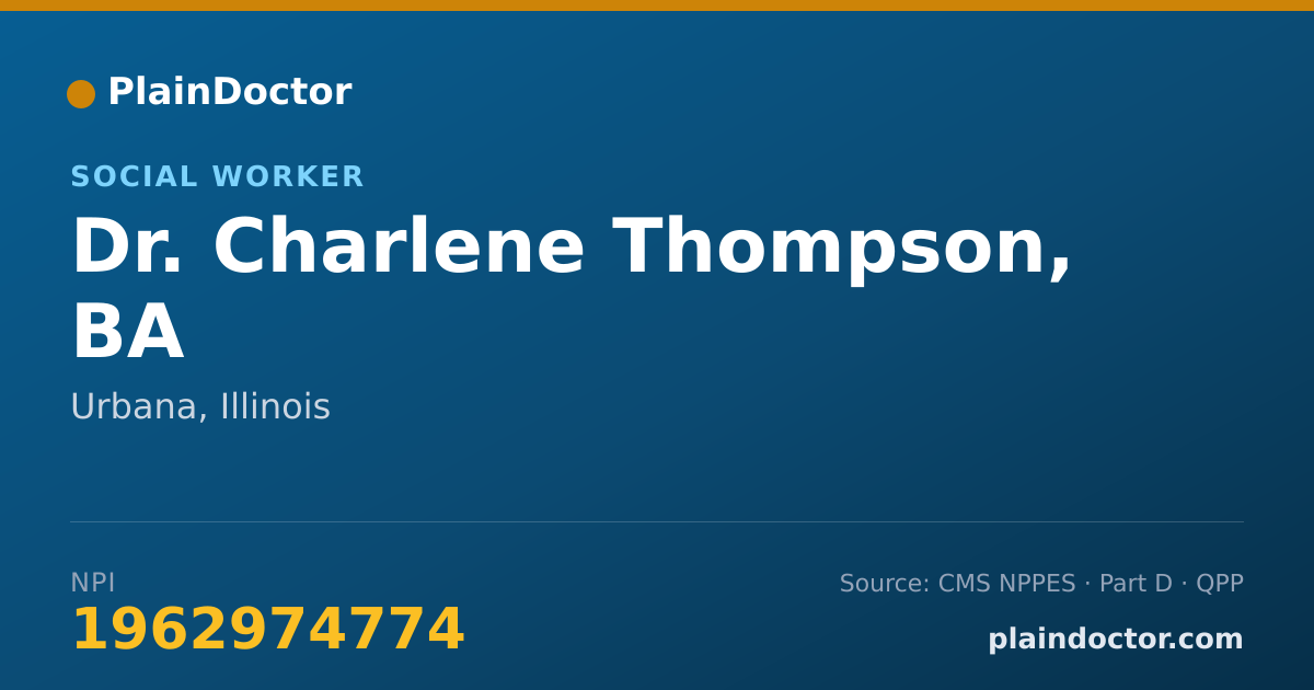 Shareable card for Charlene Thompson, BA - Social Worker, Urbana, IL
