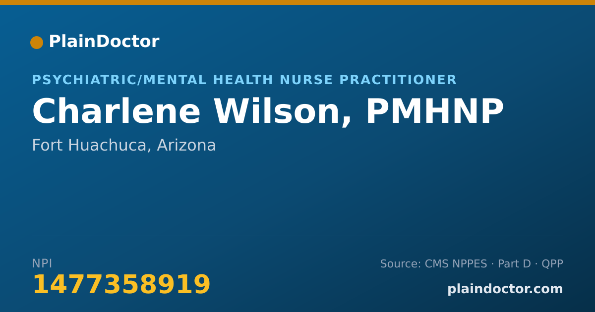 Shareable card for Charlene Wilson, PMHNP - Psychiatric/Mental Health Nurse Practitioner, Fort Huachuca, AZ