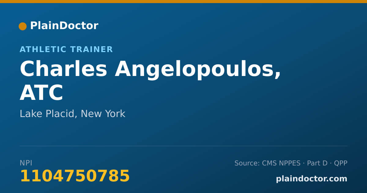 Shareable card for Charles Angelopoulos, ATC - Athletic Trainer, Lake Placid, NY