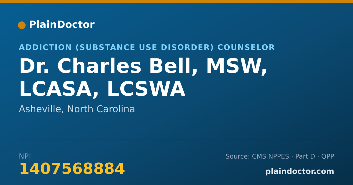 Shareable card for Charles Bell, MSW, LCASA, LCSWA - Addiction (Substance Use Disorder) Counselor, Asheville, NC
