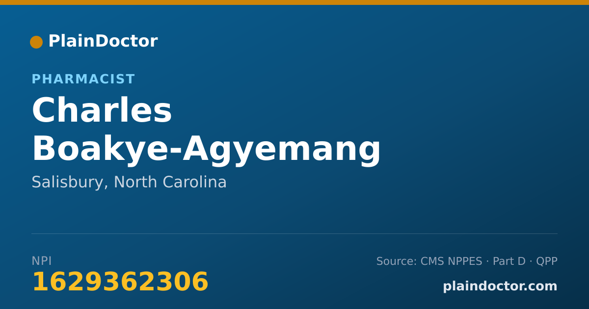 Shareable card for Charles Boakye-Agyemang - Pharmacist, Salisbury, NC