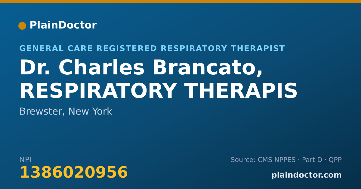 Shareable card for Charles Brancato, RESPIRATORY THERAPIS - General Care Registered Respiratory Therapist, Brewster, NY
