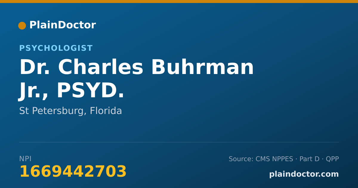 Shareable card for Charles Buhrman Jr., PSYD. - Psychologist, St Petersburg, FL
