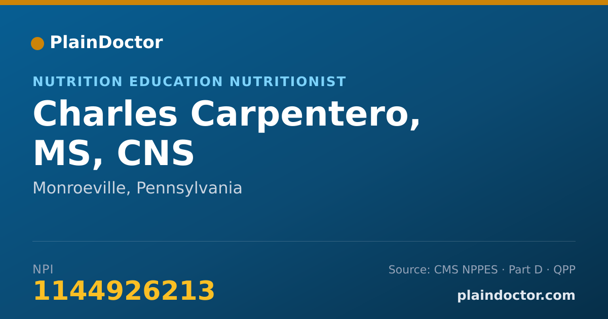 Shareable card for Charles Carpentero, MS, CNS - Nutrition Education Nutritionist, Monroeville, PA