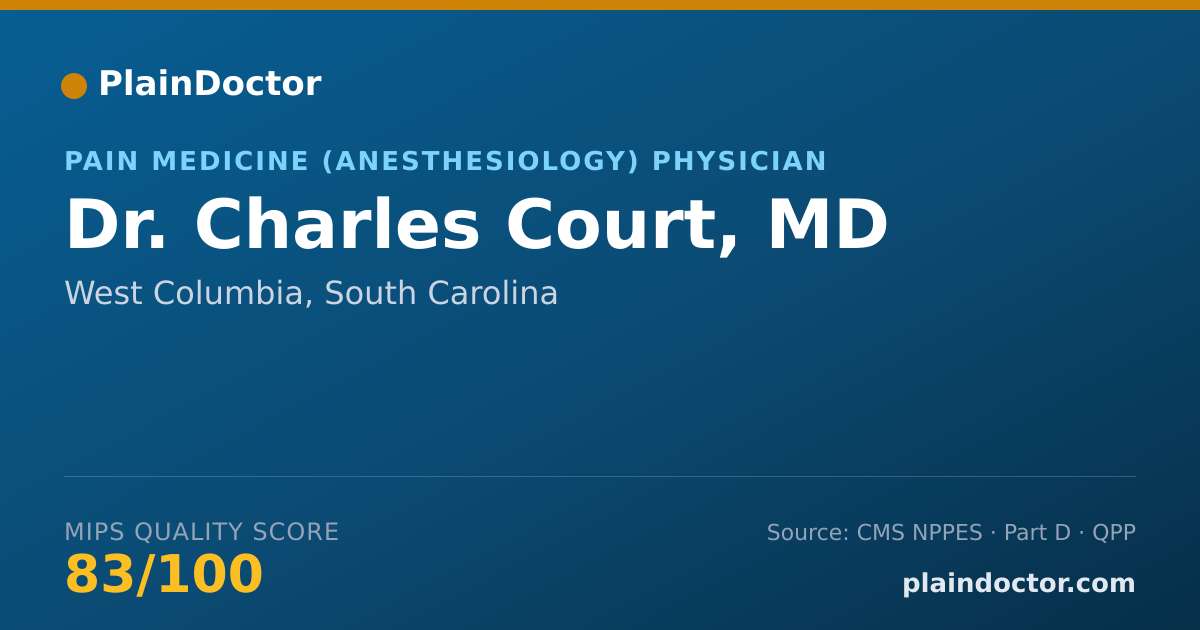 Shareable card for Charles Court, MD - Pain Medicine (Anesthesiology) Physician, West Columbia, SC