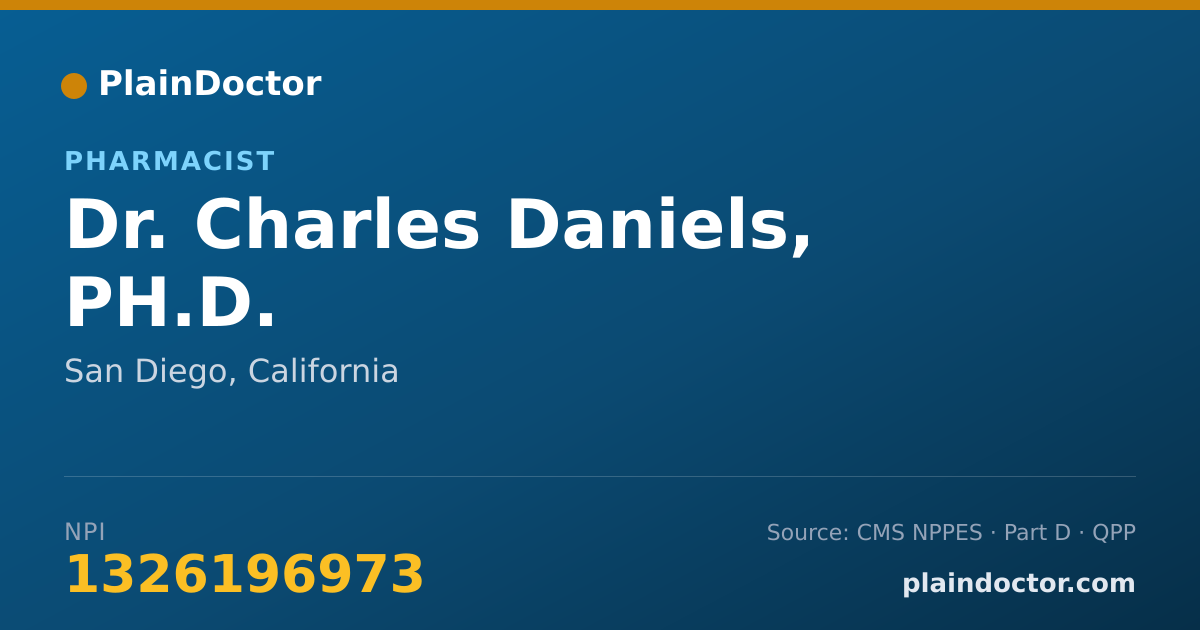 Shareable card for Charles Daniels, PH.D. - Pharmacist, San Diego, CA