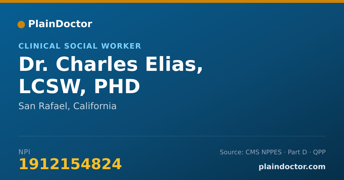 Shareable card for Charles Elias, LCSW, PHD - Clinical Social Worker, San Rafael, CA