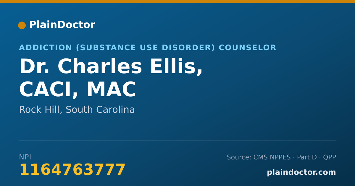 Shareable card for Charles Ellis, CACI, MAC - Addiction (Substance Use Disorder) Counselor, Rock Hill, SC