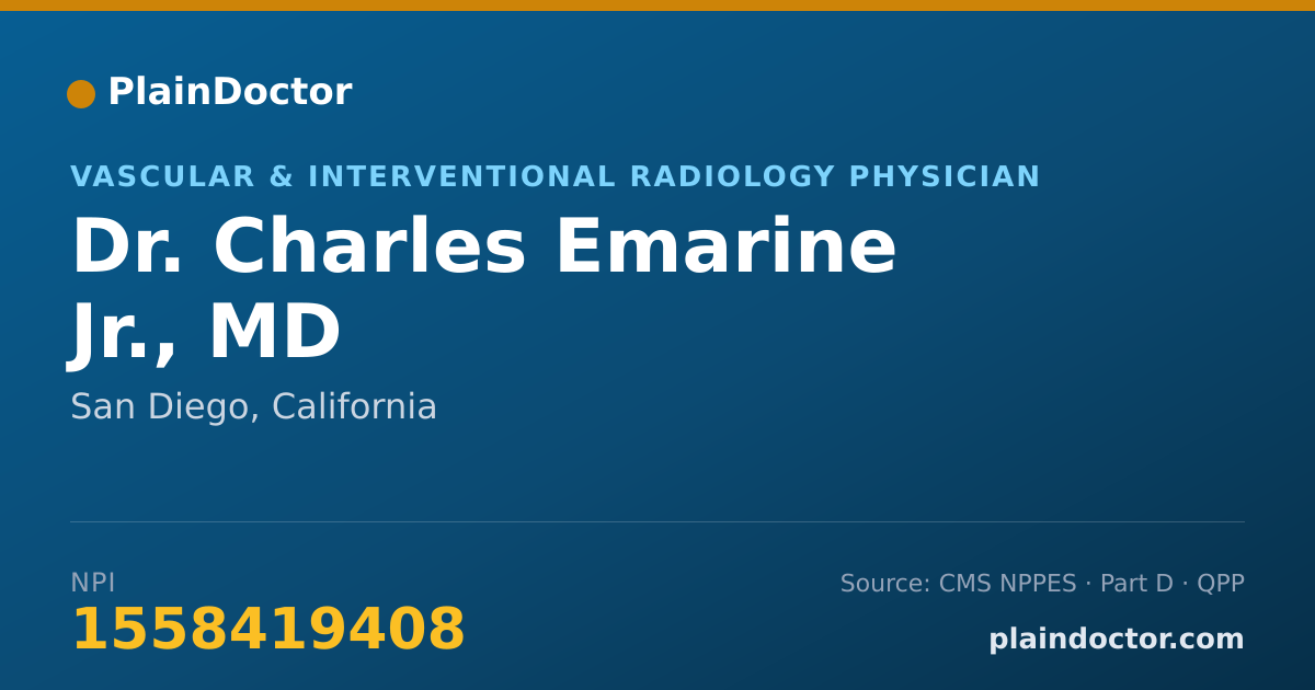 Shareable card for Charles Emarine Jr., MD - Vascular & Interventional Radiology Physician, San Diego, CA