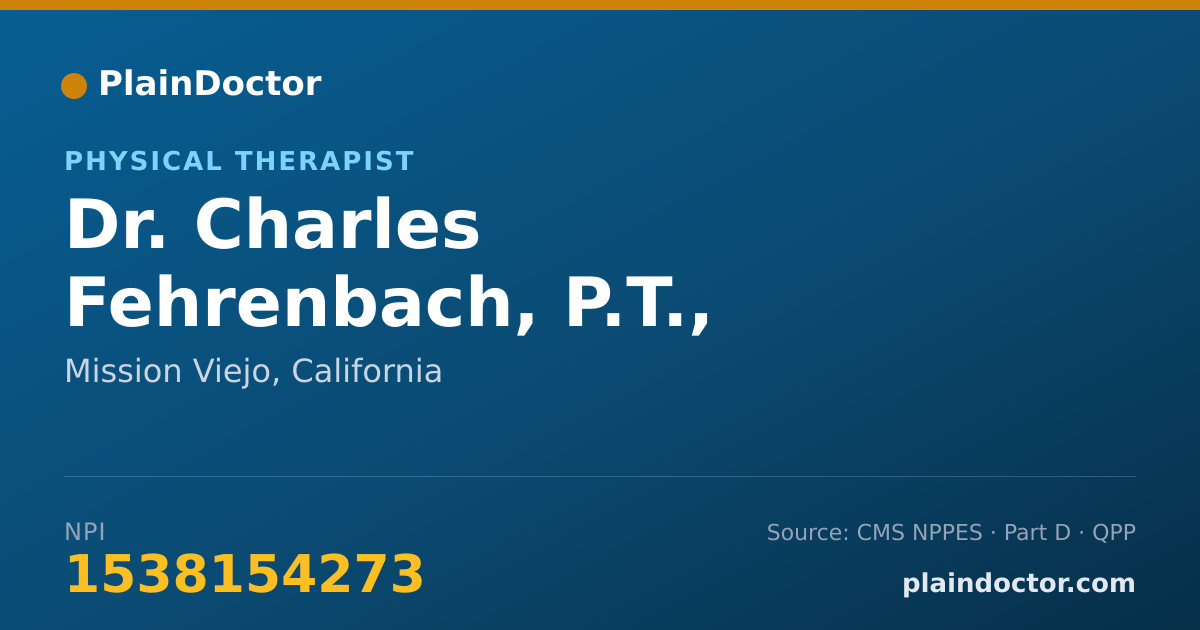 Shareable card for Charles Fehrenbach, P.T., A.T., C. - Physical Therapist, Mission Viejo, CA