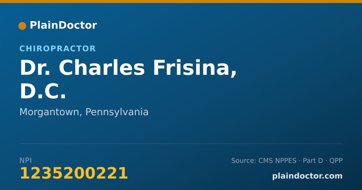 Shareable card for Charles Frisina, D.C. - Chiropractor, Morgantown, PA