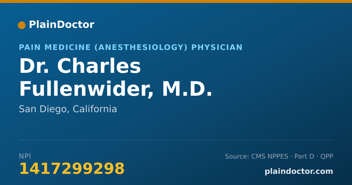 Shareable card for Charles Fullenwider, M.D. - Pain Medicine (Anesthesiology) Physician, San Diego, CA