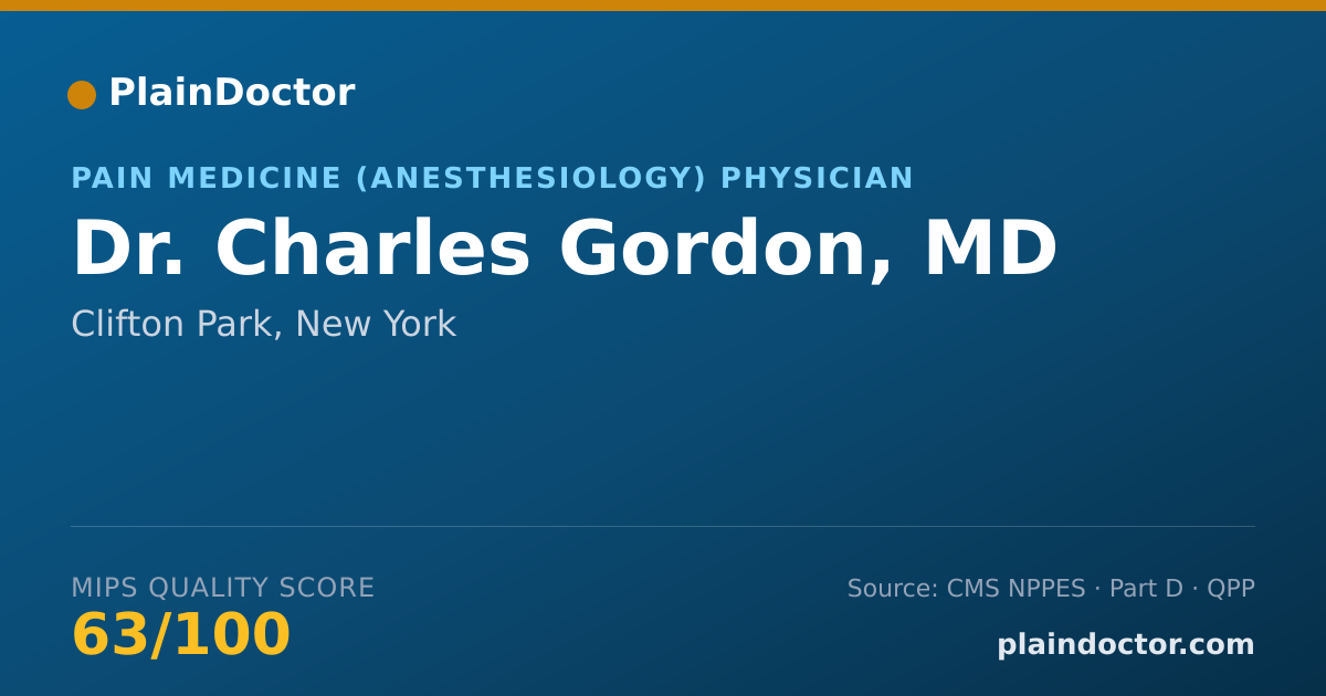 Shareable card for Charles Gordon, MD - Pain Medicine (Anesthesiology) Physician, Clifton Park, NY