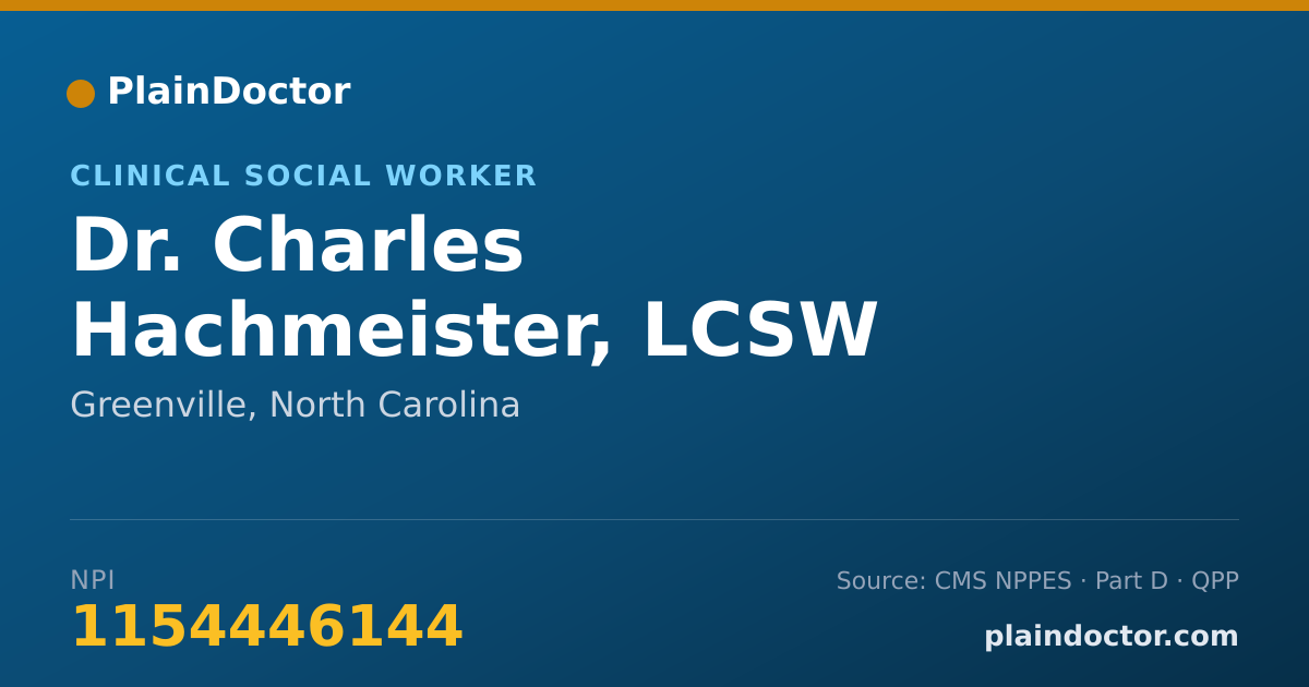 Shareable card for Charles Hachmeister, LCSW - Clinical Social Worker, Greenville, NC
