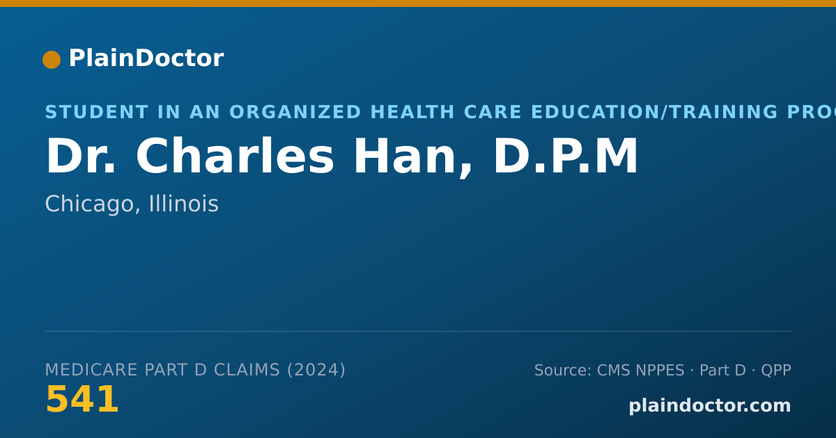 Shareable card for Charles Han, D.P.M - Student in an Organized Health Care Education/Training Program, Chicago, IL