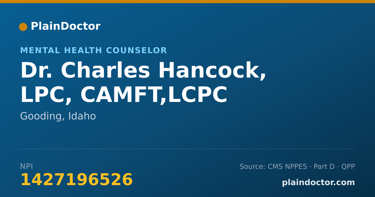 Shareable card for Charles Hancock, LPC, CAMFT,LCPC - Mental Health Counselor, Gooding, ID