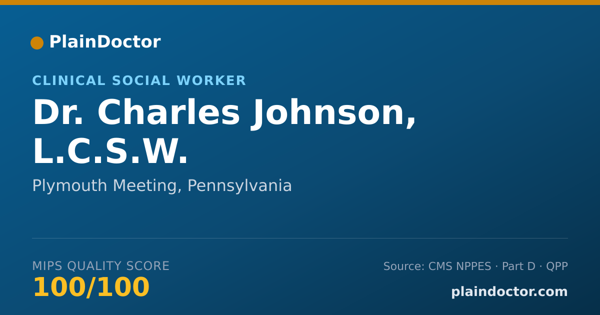 Shareable card for Charles Johnson, L.C.S.W. - Clinical Social Worker, Plymouth Meeting, PA