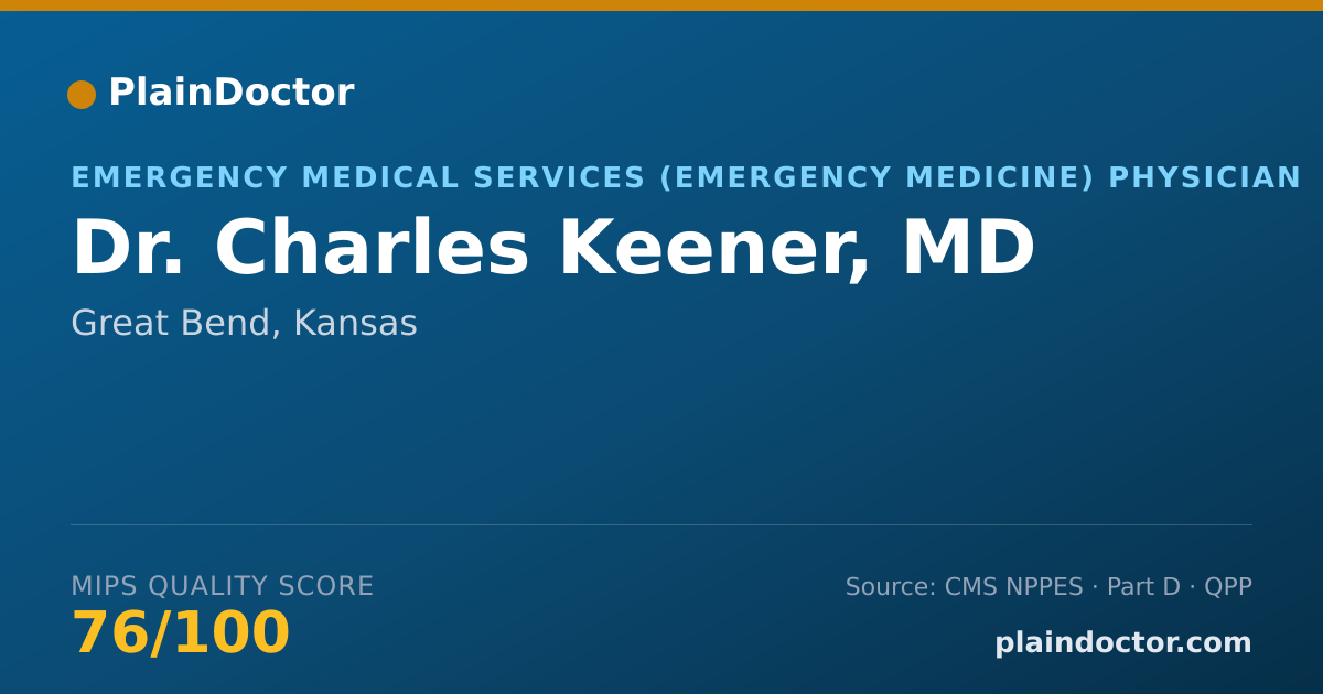 Shareable card for Charles Keener, MD - Emergency Medical Services (Emergency Medicine) Physician, Great Bend, KS