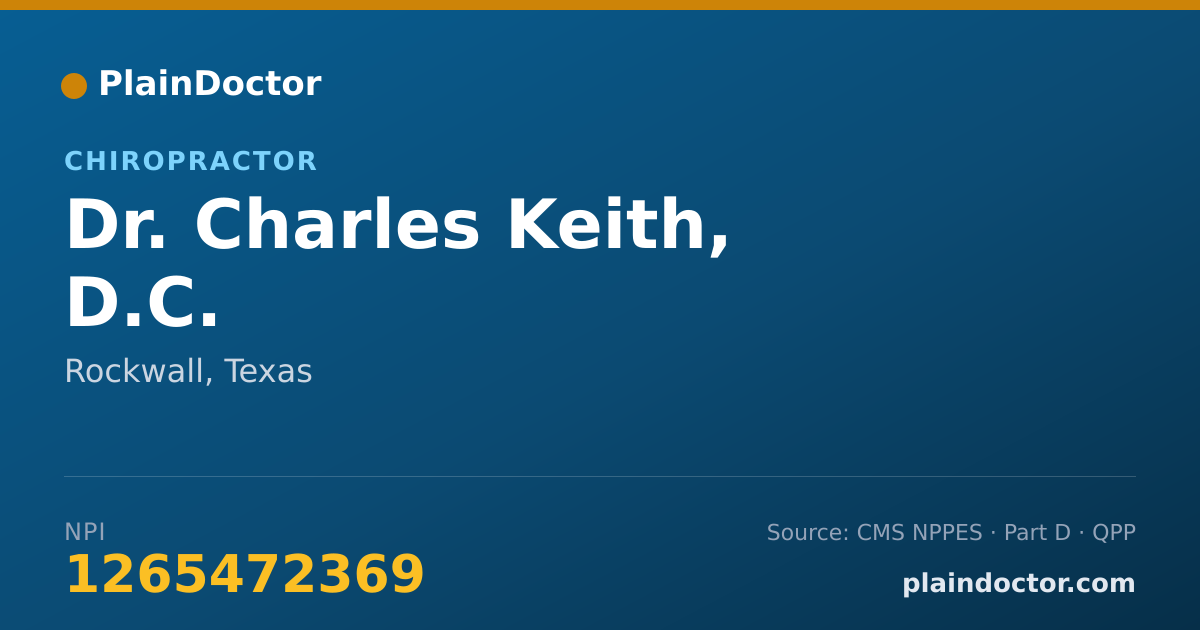 Shareable card for Charles Keith, D.C. - Chiropractor, Rockwall, TX