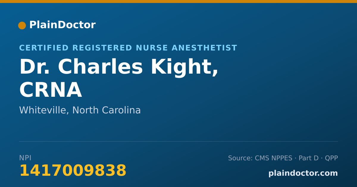 Shareable card for Charles Kight, CRNA - Certified Registered Nurse Anesthetist, Whiteville, NC