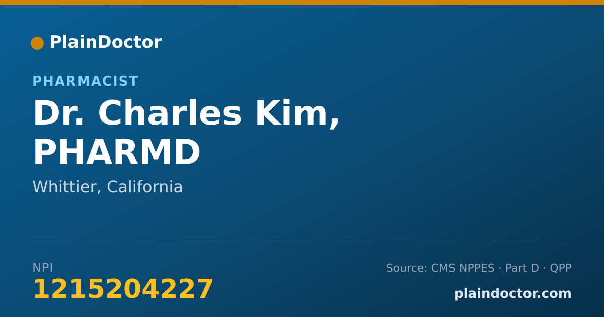 Shareable card for Charles Kim, PHARMD - Pharmacist, Whittier, CA