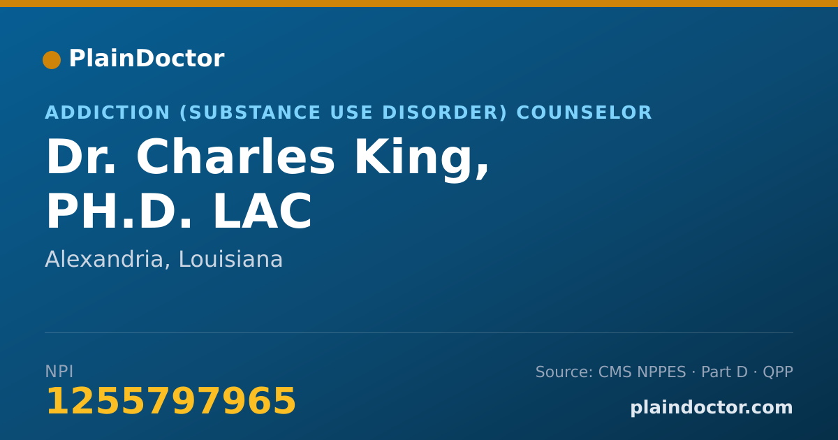 Shareable card for Charles King, PH.D. LAC - Addiction (Substance Use Disorder) Counselor, Alexandria, LA