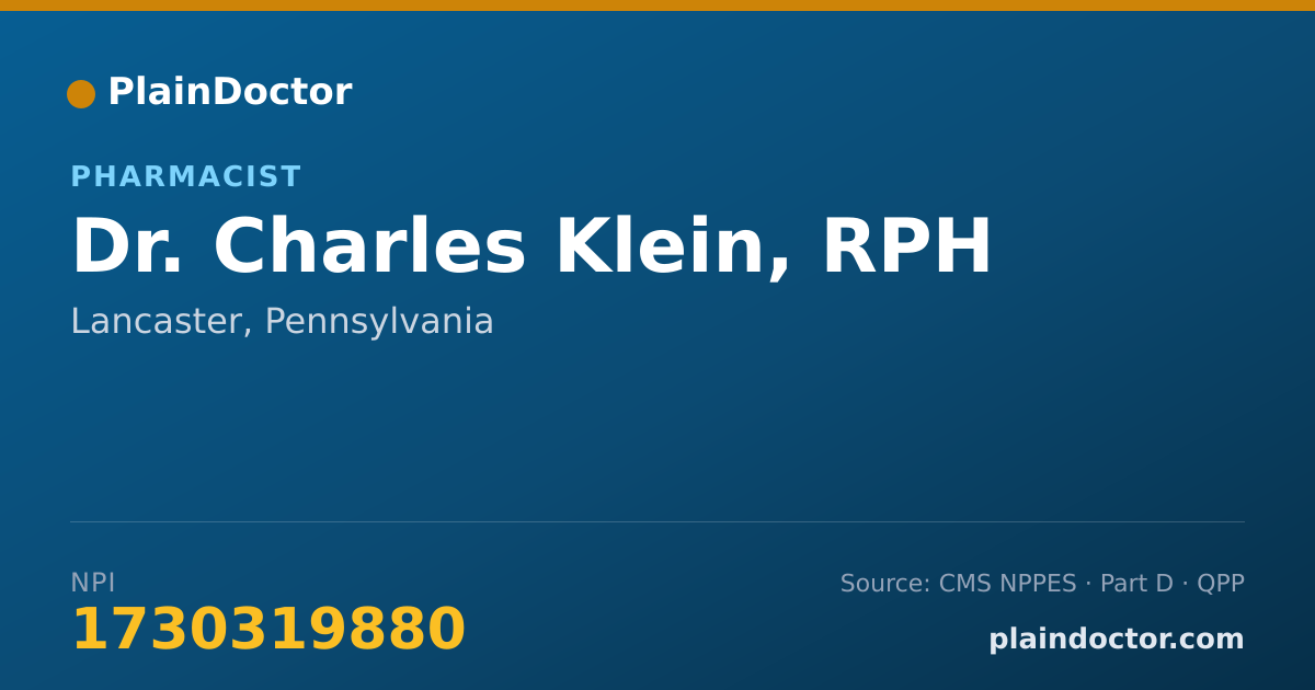 Shareable card for Charles Klein, RPH - Pharmacist, Lancaster, PA